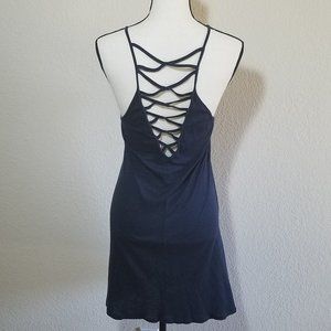 Juniors Dress Small Blue Swimsuit Cover Up Knit Short Sundress Mini Cutout